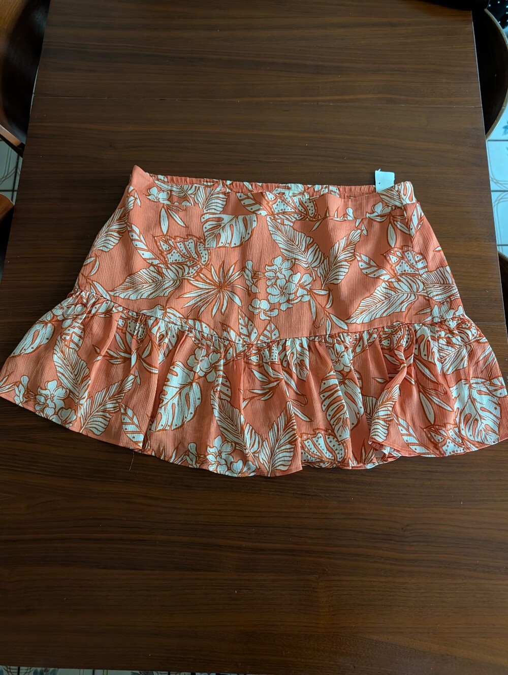Forever 21 Skirt Peach Cream Floral Chiffon Ruffle Sexy Short Sundress Size 2X